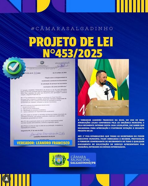 Vereador Leandro Francisco propõe projeto que garante protocolo e comprovante de entrega de documentos no Executivo municipal