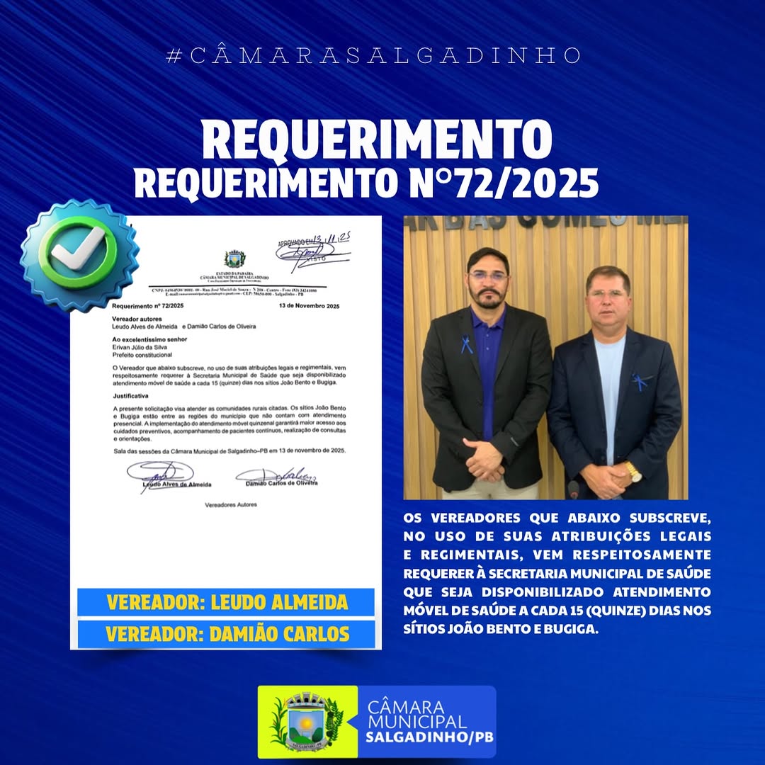 Vereadores solicitam saúde móvel para Sítios João Bento e Bugiga