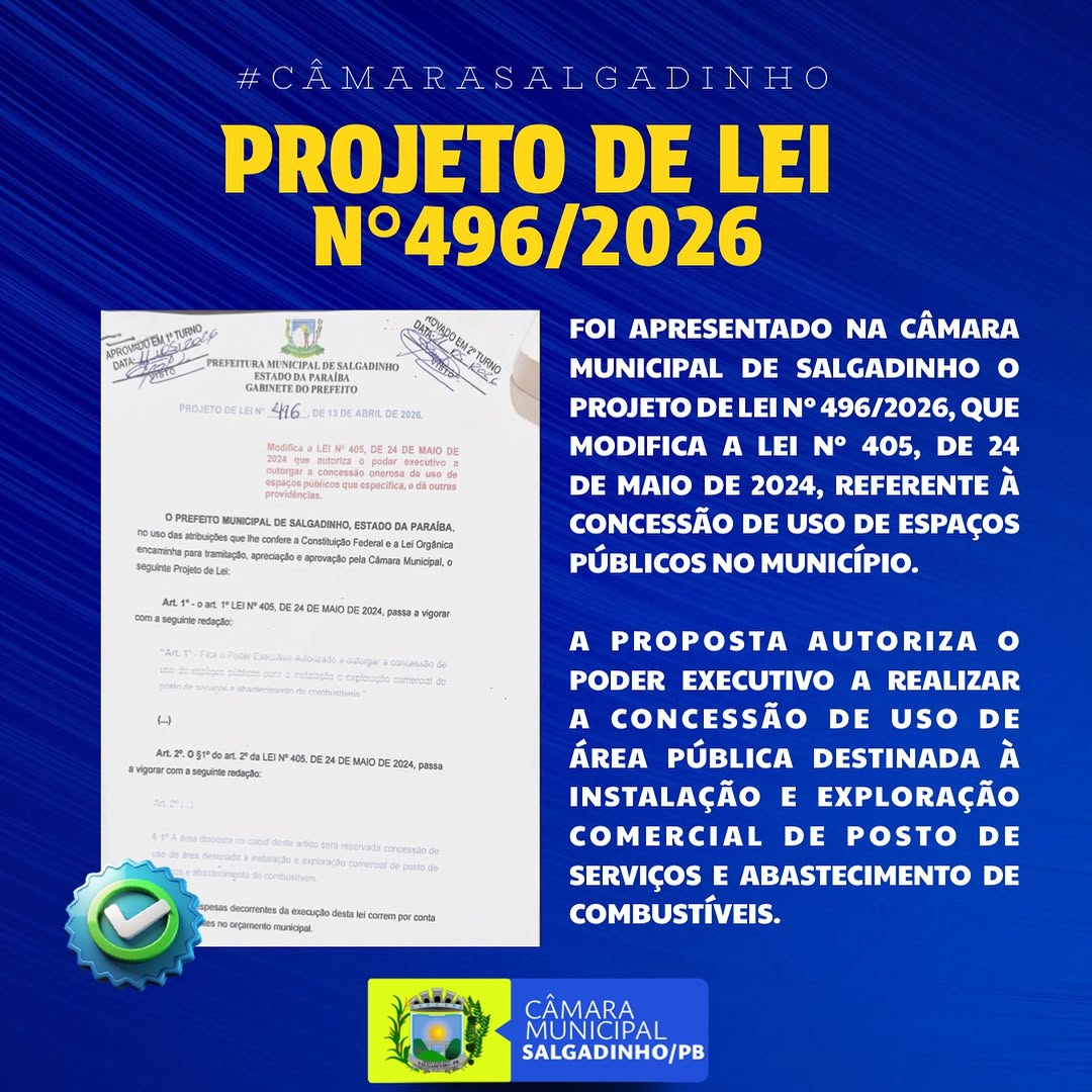 PL em Salgadinho: Concessão para posto de combustíveis e impulso à economia
