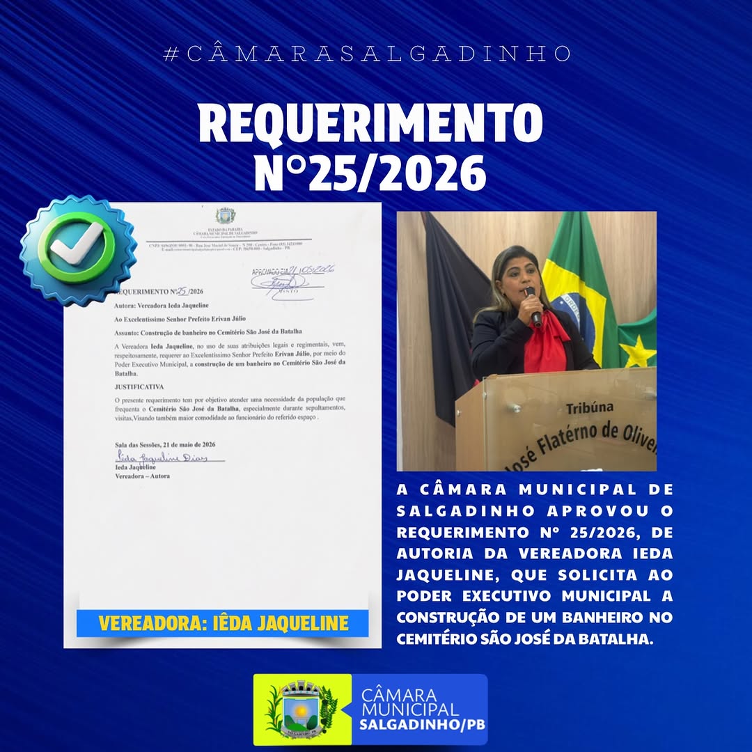 Câmara de Salgadinho aprova requerimento para construção de banheiro em cemitério